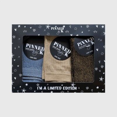 Giftpackage Socks Glitter Grey Gold