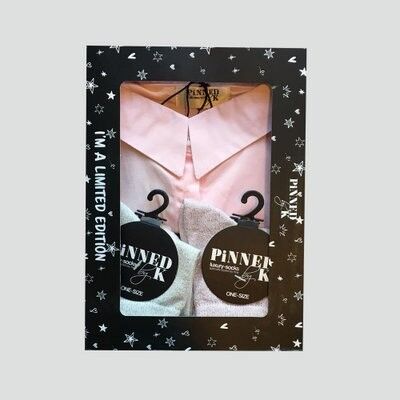 Gift Package Kids Collar Socks Silver Pink