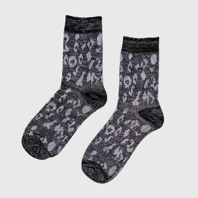 Socks Glitter Leopard Black