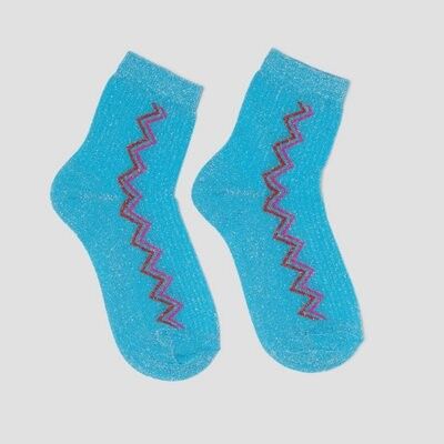 Socks stripe glitter jasmine blue