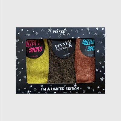 Giftpackage Socks Glitter Yellow Cognac