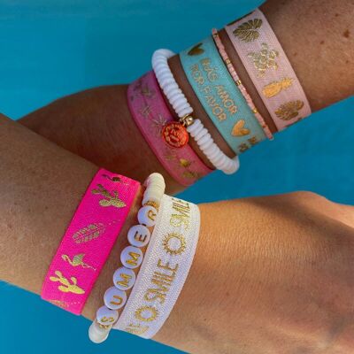Trendy colorful elastic summer bracelets - Made in France