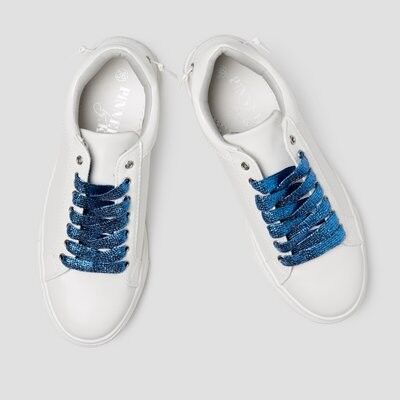 Shoe laces glitter dark blue