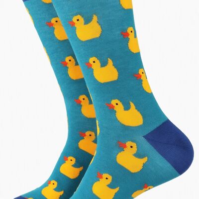 Mens Rubber Duck Novelty Bamboo Socks in Turquoise Blue