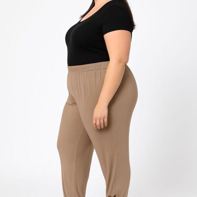 Plus size beige pants with lacing (B131&BEIGE)