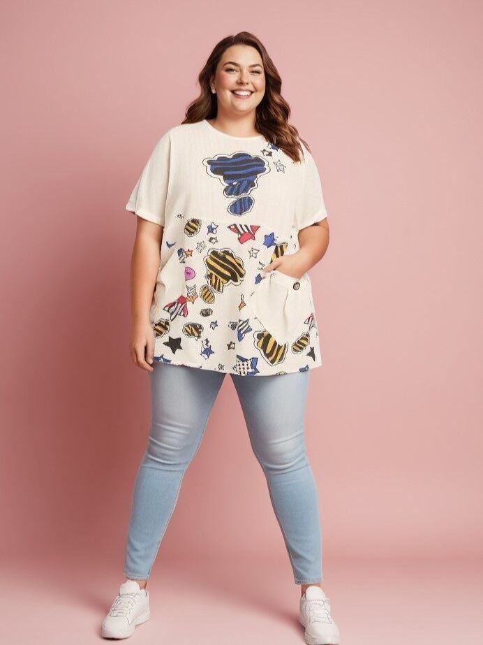 Tunique grainée avec logo grande taille (A875&BLANC)