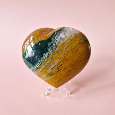 Gemstone Thick Ocean Jasper Heart #2 – 200 to 300 grams | Unique & Colorful
