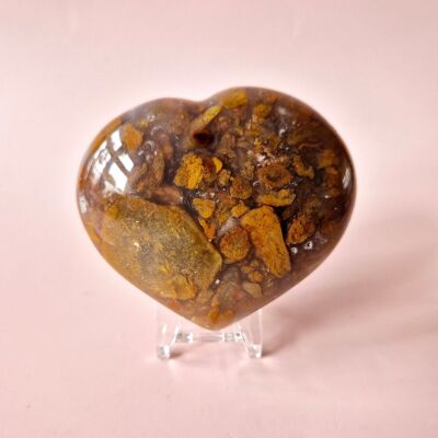 Gemstone Thick Ocean Jasper Heart #4 – 200 to 300 grams | Unique & Colorful