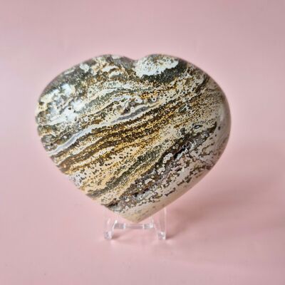 Gemstone Thick Ocean Jasper Heart #3 – 200 to 300 grams | Unique & Colorful