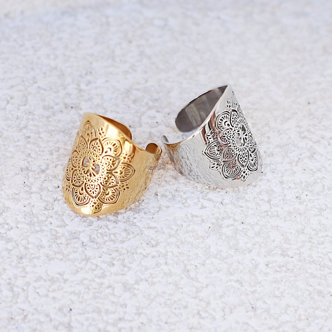 Mandala ring Silver - Adjustable size