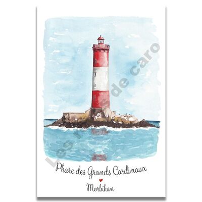 WATERCOLOR MAP OF THE GRAND CARDINAUX LIGHTHOUSE – MORBIHAN