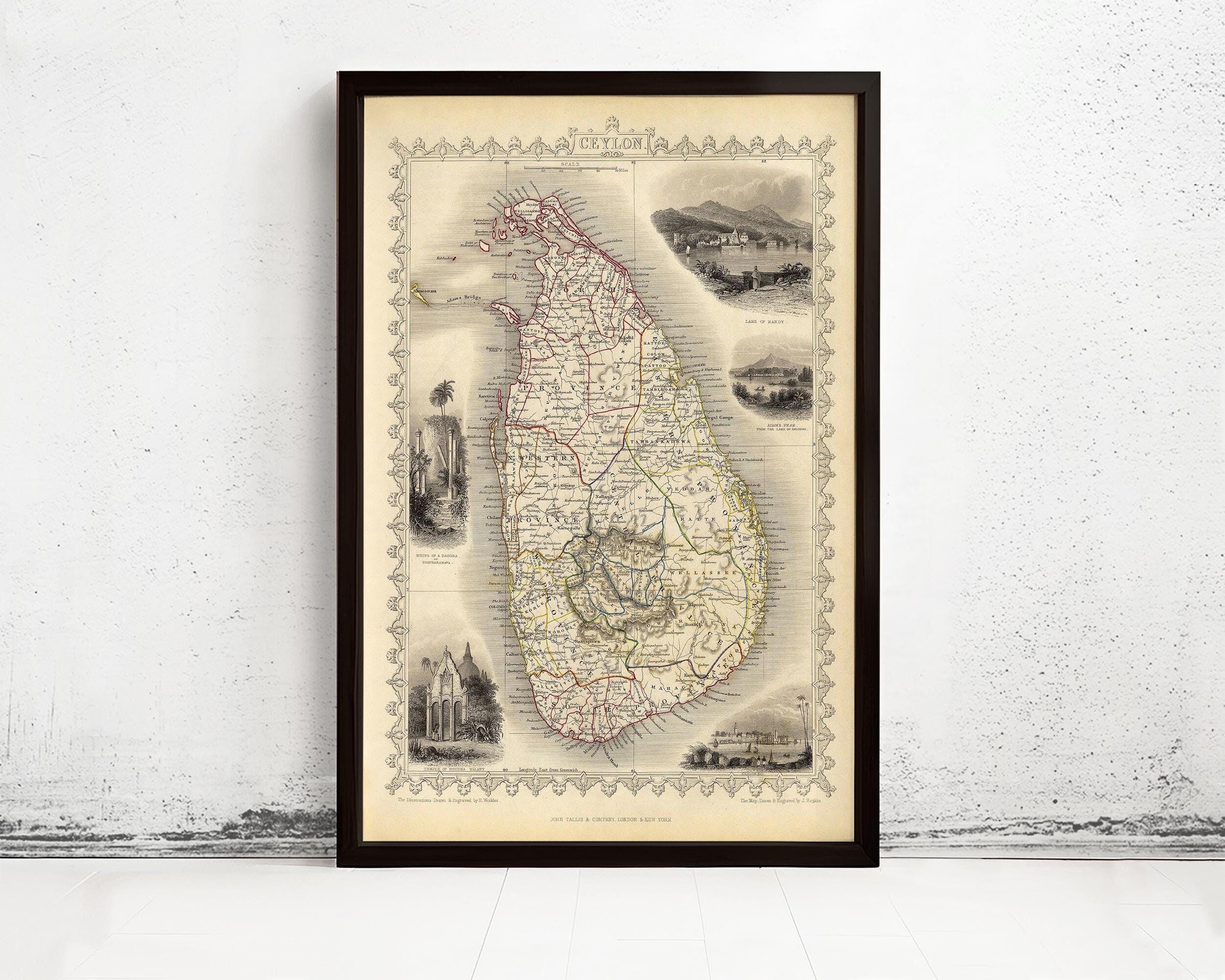 Old Map of Sri Lanka 1851 Old Ceylon Vintage Map | Vintage Map Wall Art Print