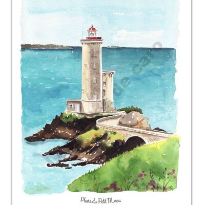 WATERCOLOR POSTER THE LITTLE MINOU LIGHTHOUSE – BREST