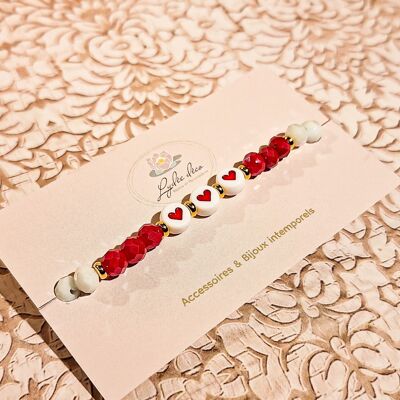 1 Bracelet perles facettes coeurs Fête des mères Cadeau Maman Cadeau Maîtresse