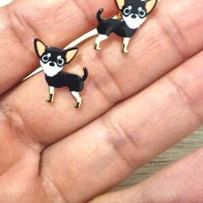 Black Chihuahua dog earrings
