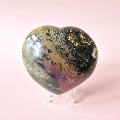 Gemstone Thick Ocean Jasper Heart #7 – 200 to 300 grams | Unique & Colorful