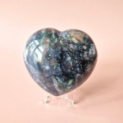Gemstone Thick Ocean Jasper Heart #9 – 200 to 300 grams | Unique & Colorful