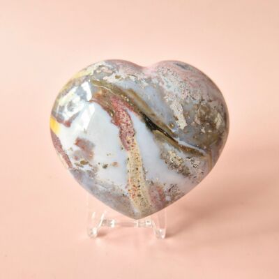 Gemstone Thick Ocean Jasper Heart #10 – 200 to 300 grams | Unique & Colorful
