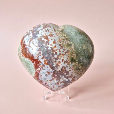 Gemstone Thick Ocean Jasper Heart #14 – 200 to 300 grams | Unique & Colorful
