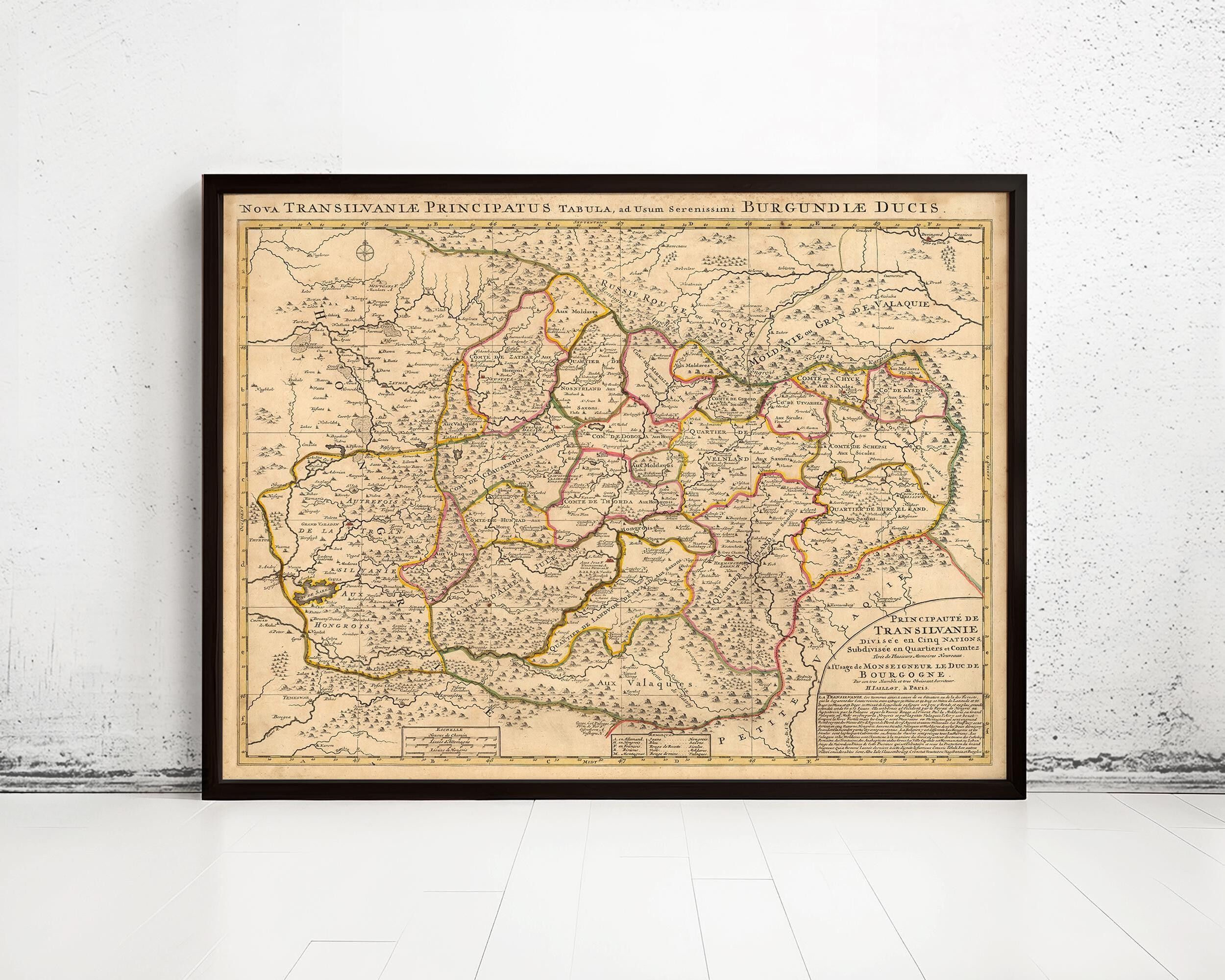 Old Map of Transylvania Romania 1708 Vintage Map | Vintage Map Wall Art Print