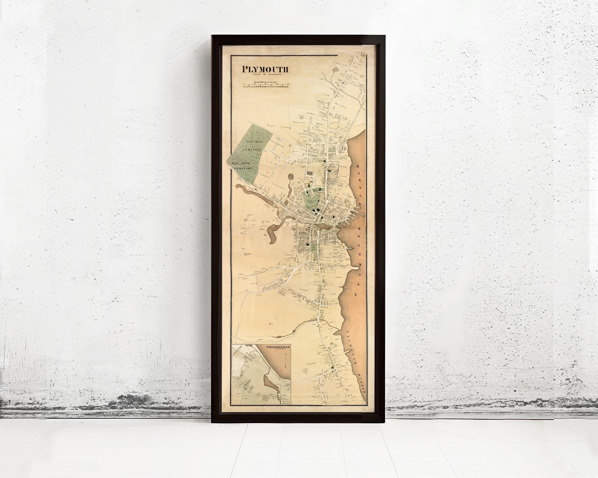 Old Map Plymouth Massachusetts 1897 Vintage Map | Vintage Map Wall Art Print