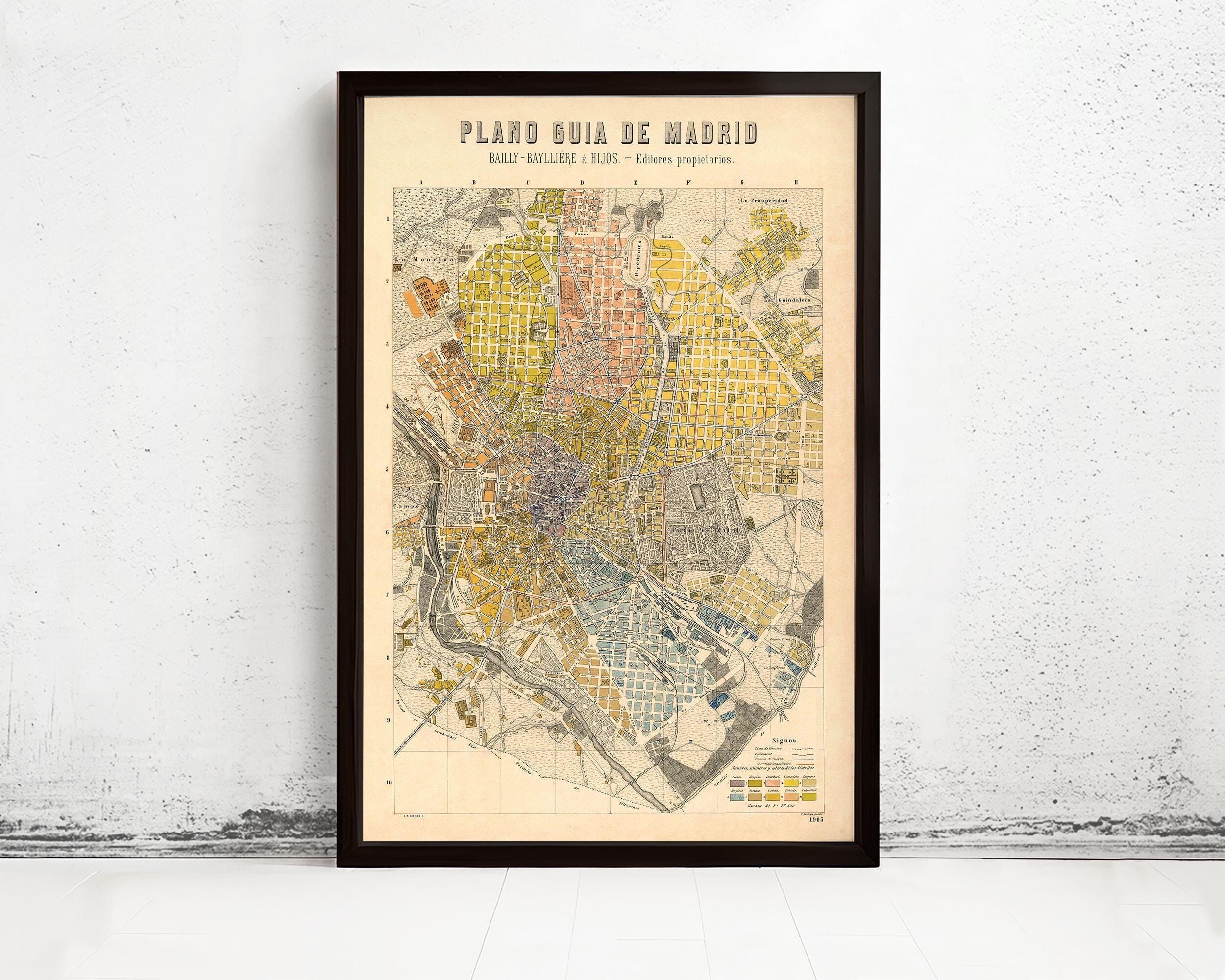 Old Map of Madrid 1905 Spain Espana Vintage Map | Vintage Map Wall Art Print