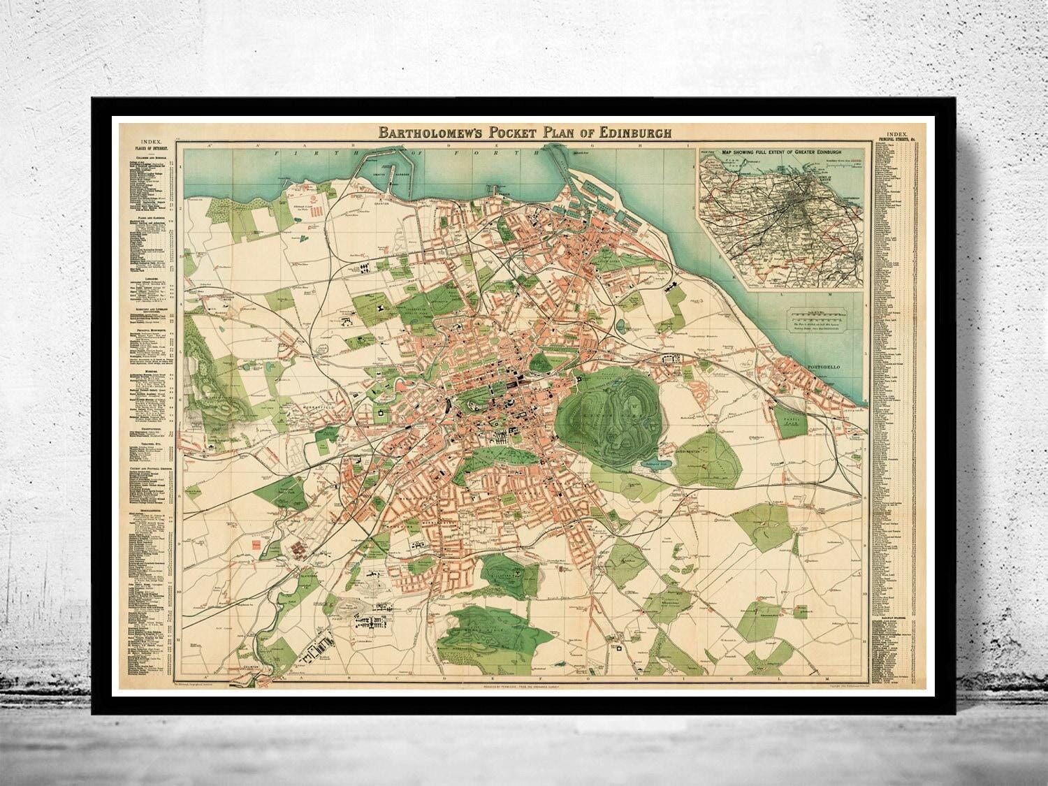 Old Map of Edinburgh 1901 Scotland Vintage Map | Vintage Map Wall Art Print