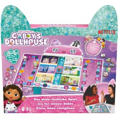 Spin Master Coffret Games Gabby's Dollhouse, juego de sociedad MIAU – Juego de sociedad de la serie popular popular en Netflix, para 2 a 4 días, ideal para niños de 4 años