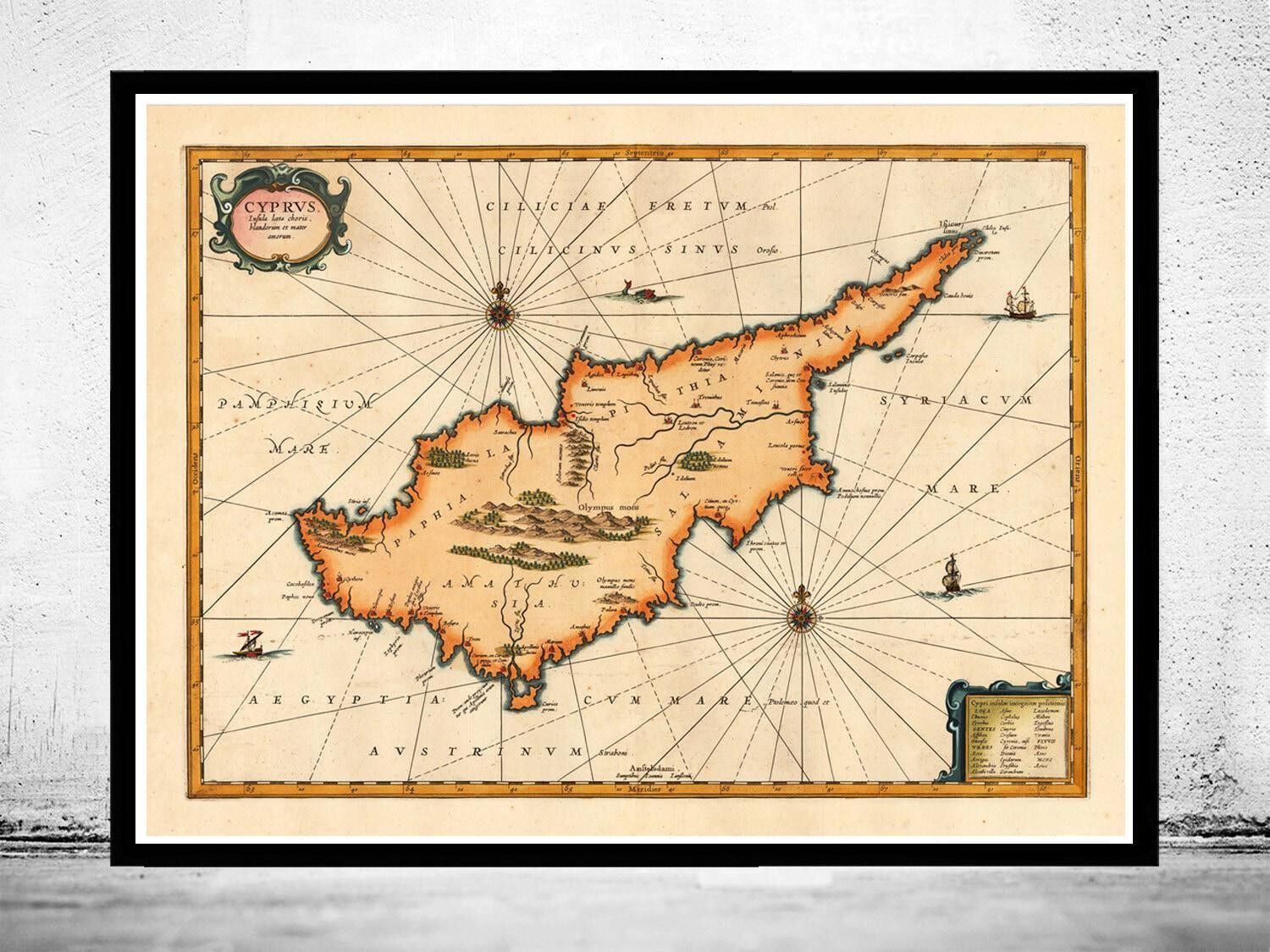 Old Map of Cyprus 1653  | Vintage Map Wall Art Print