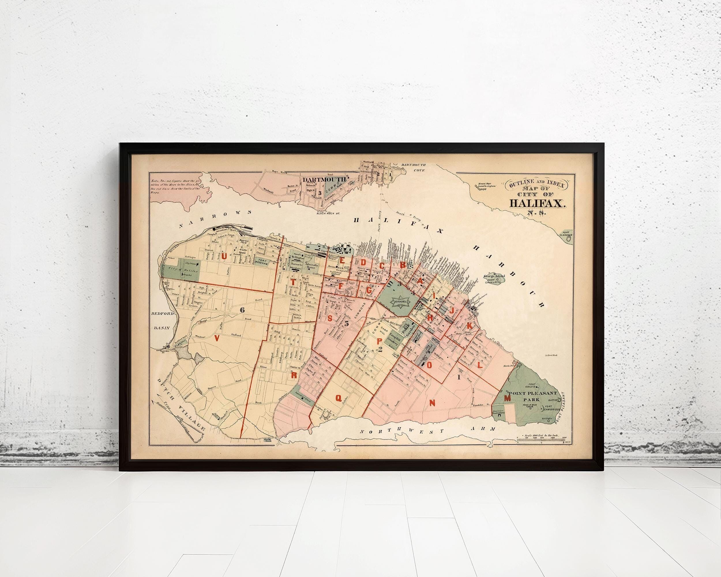 Old Map of Halifax Nova Scotia Canada 1878 Vintage Map | Vintage Map Wall Art Print