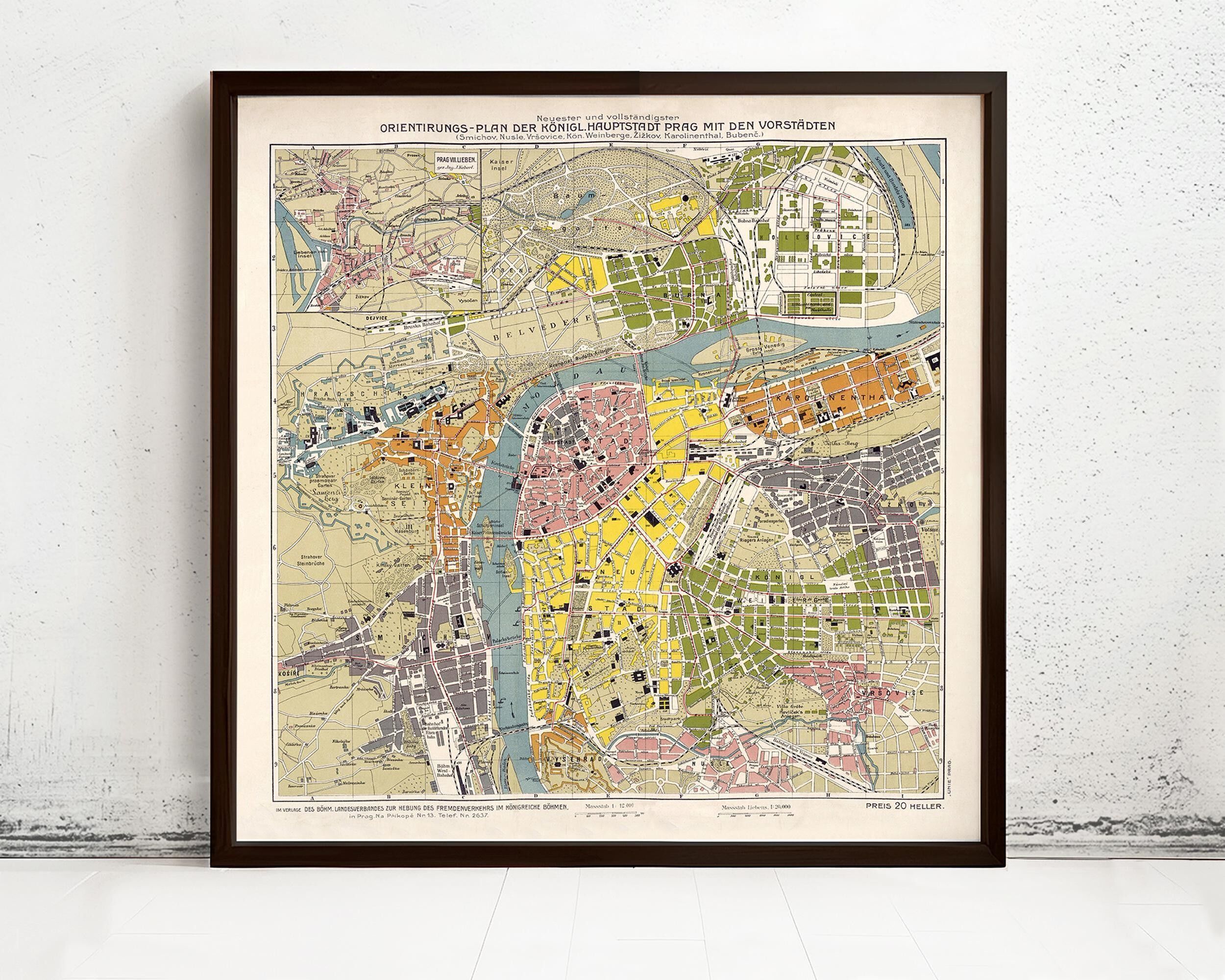 Old Map of Prague 1910 Czech Republic Vintage Map | Vintage Map Wall Art Print
