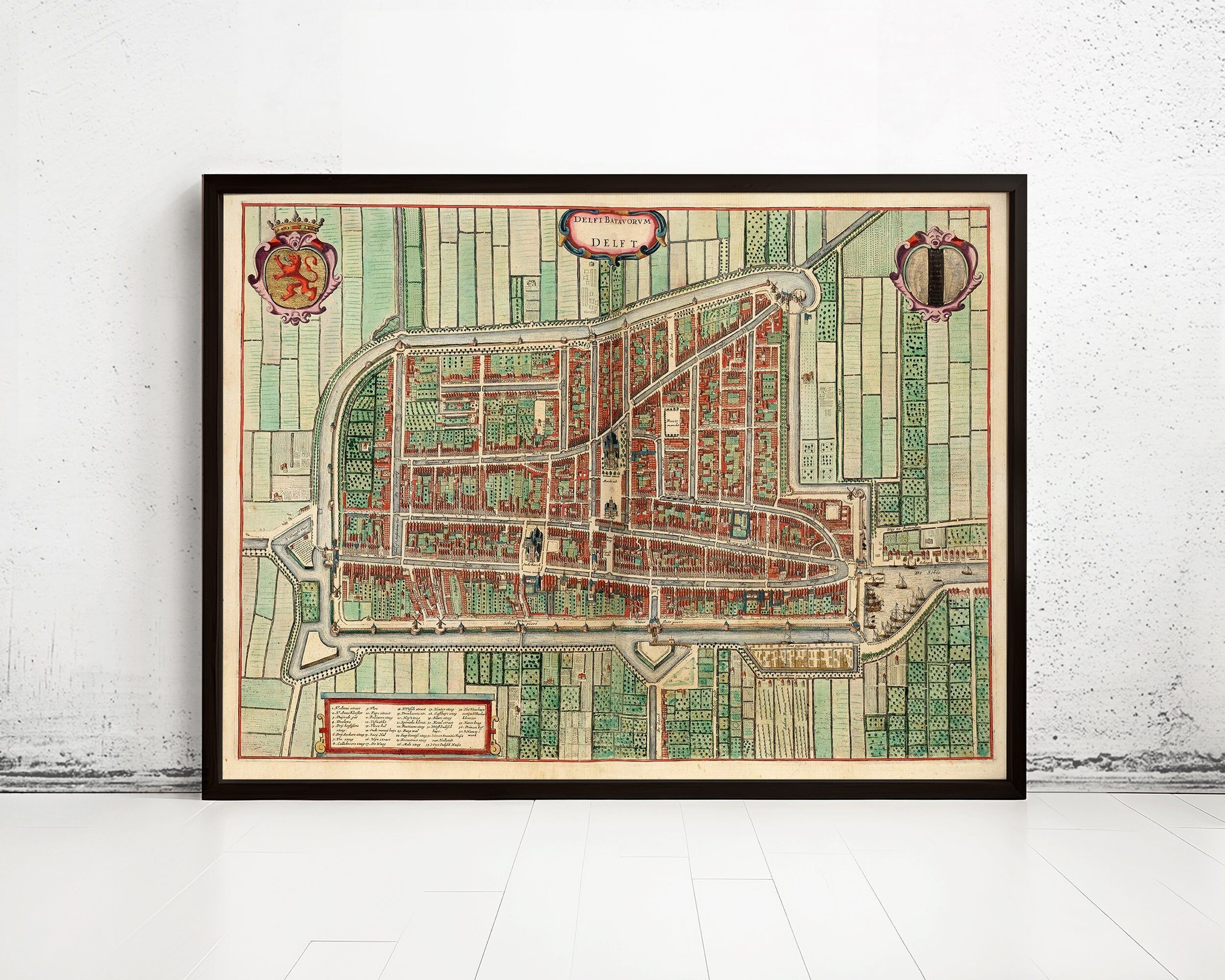 Old Map of Delft Netherlands 1640 Vintage Map | Vintage Map Wall Art Print
