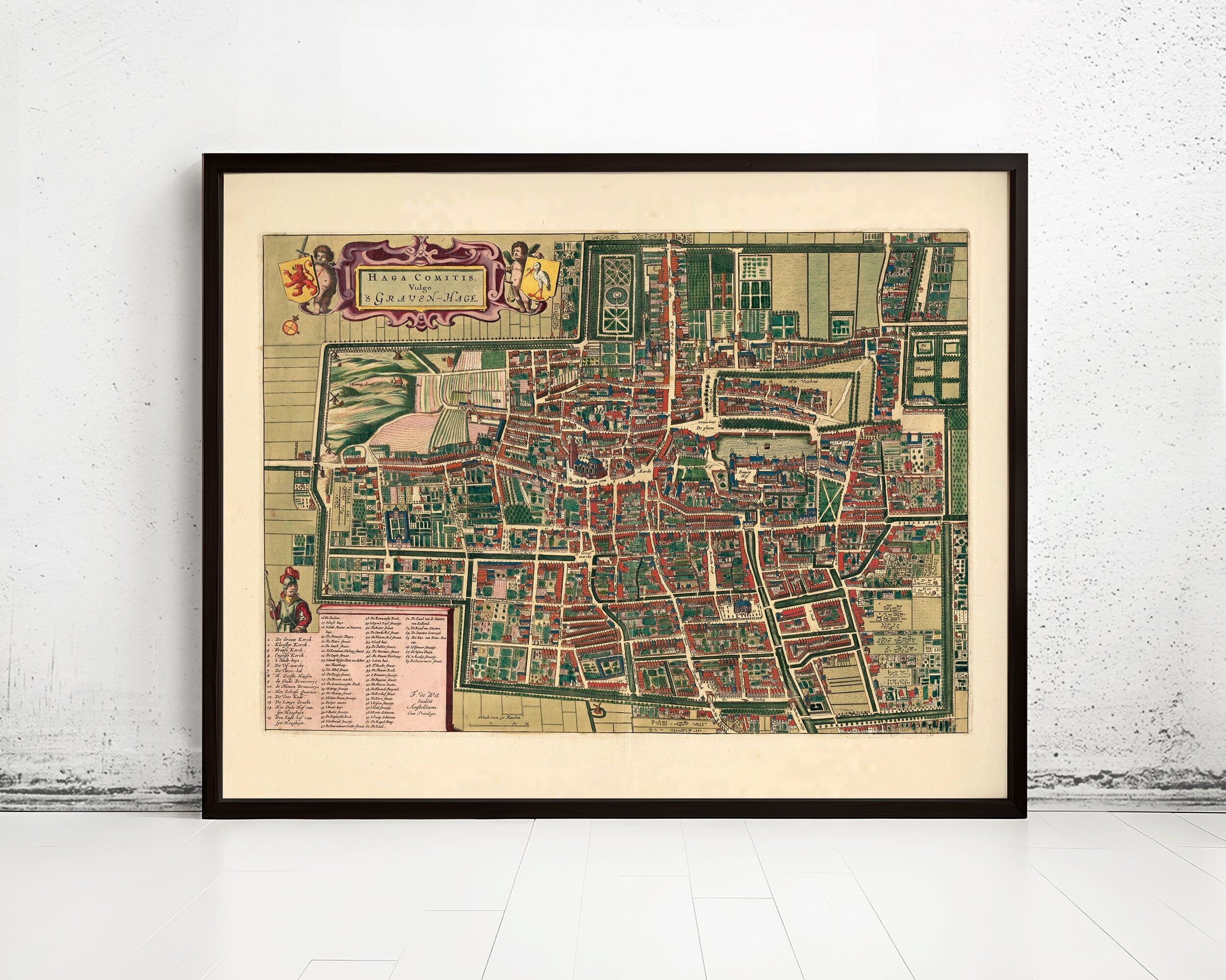 Old Map of The Hague Den Haag 1695 Antique Vintage Map  | Vintage Map Wall Art Print