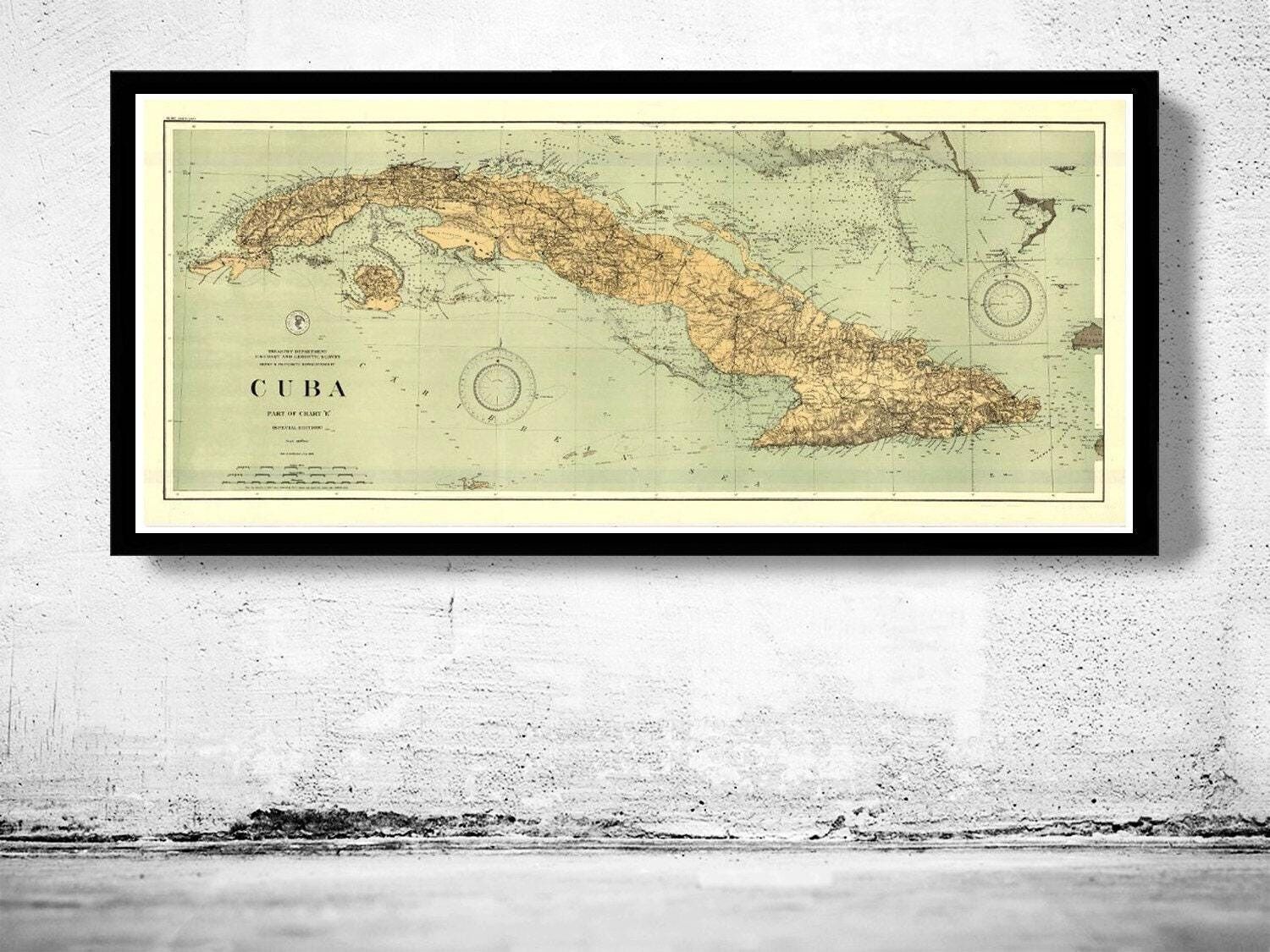 Old Map of Cuba 1898 Vintage Map | Vintage Map Wall Art Print