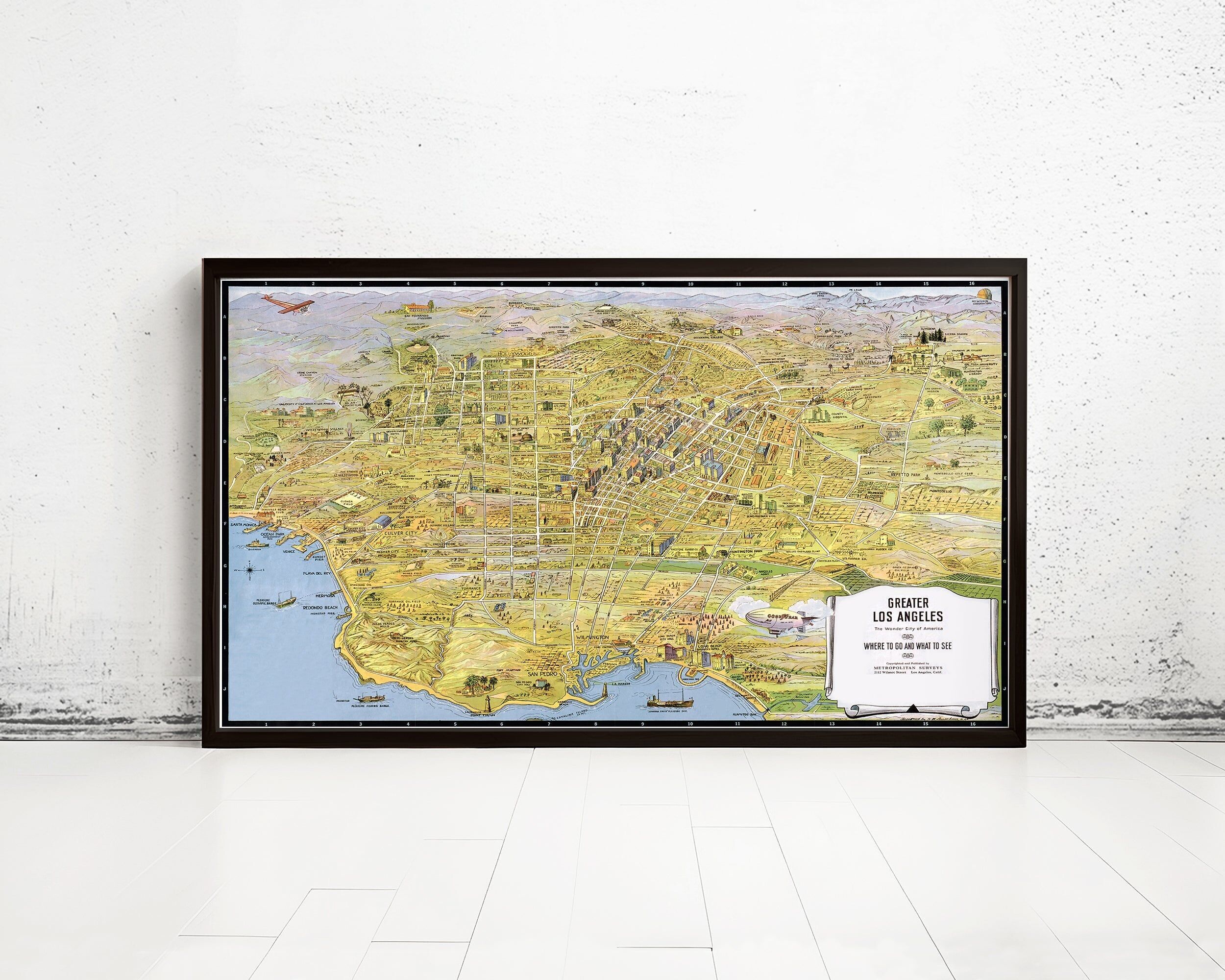 Vintage Map of Los Angeles 1932 California  | Vintage Map Wall Art Print