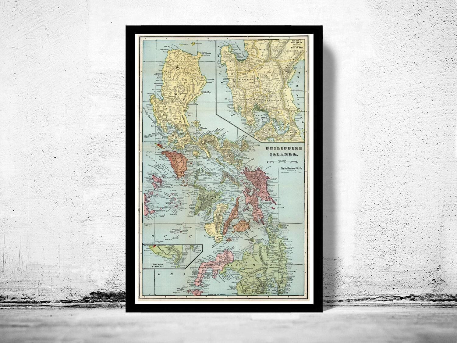 Old Map of Philippine Islands Philippines 1898  | Vintage Map Wall Art Print