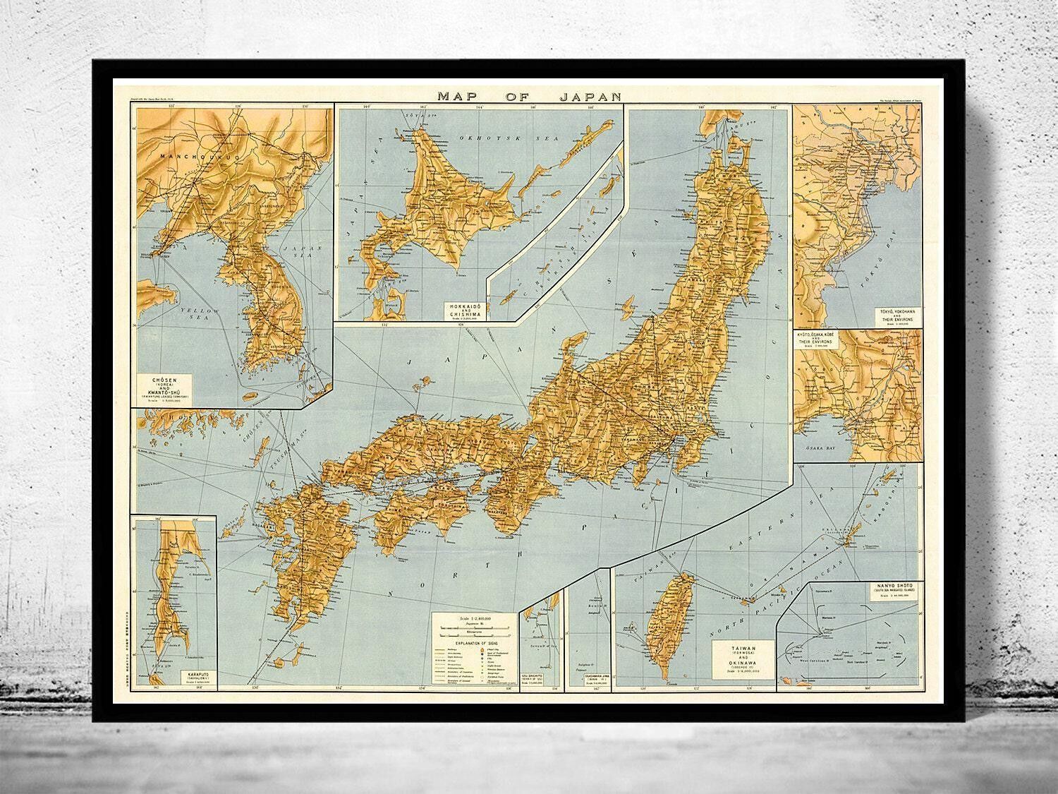 Vintage Map of Japan - fine reproduction  | Vintage Map Wall Art Print