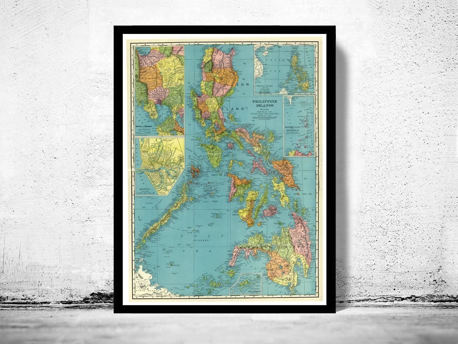Old Map of Philippine Islands Philippines 1903  | Vintage Map Wall Art Print