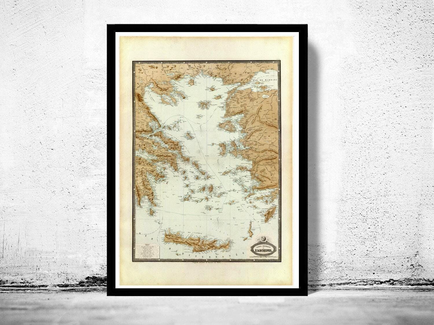 Old Map of Greek Islands Greece 1862 Vintage Map | Vintage Map Wall Art Print