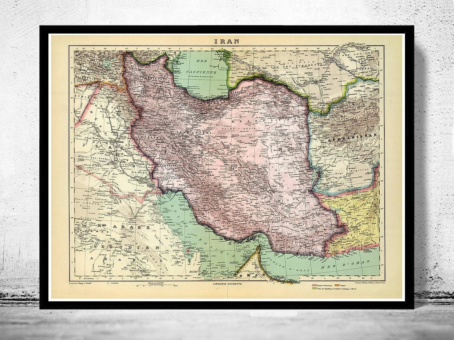 Old Map of Iran 1931 Vintage Map | Vintage Map Wall Art Print
