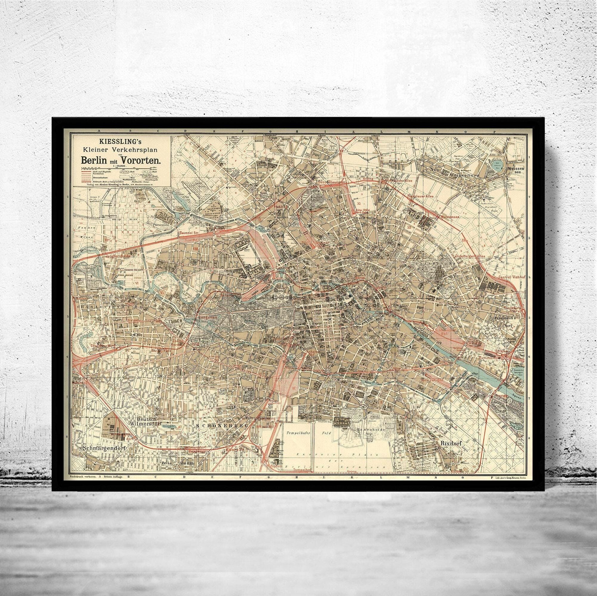 Old Map of Berlin Germany 1904 Vintage Map | Vintage Map Wall Art Print