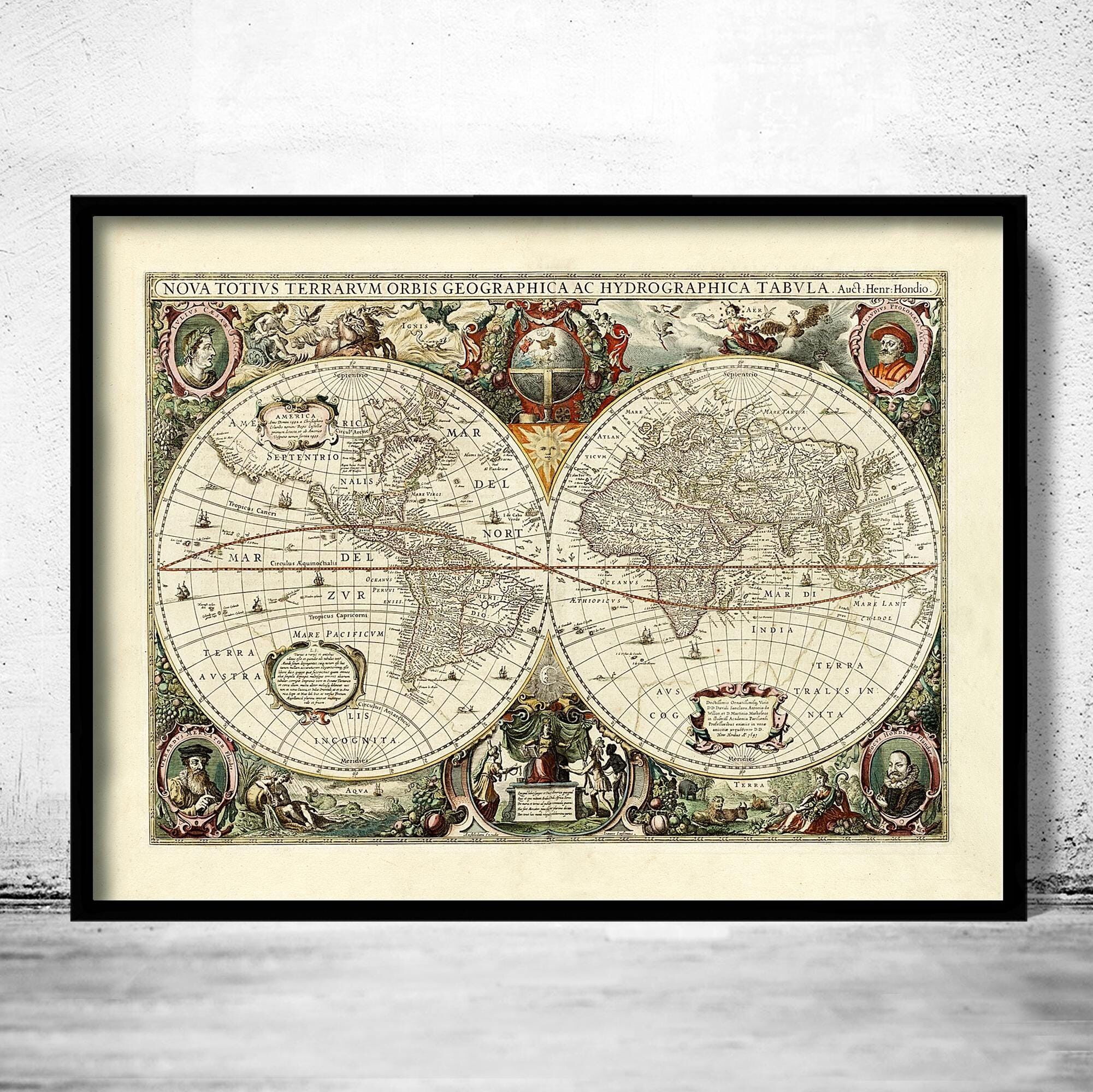 Old World Map Old Map 1641 Vintage Map  | World Map Gift World Map Print | Vintage World Map | World Map Wall Art | Large Map Print