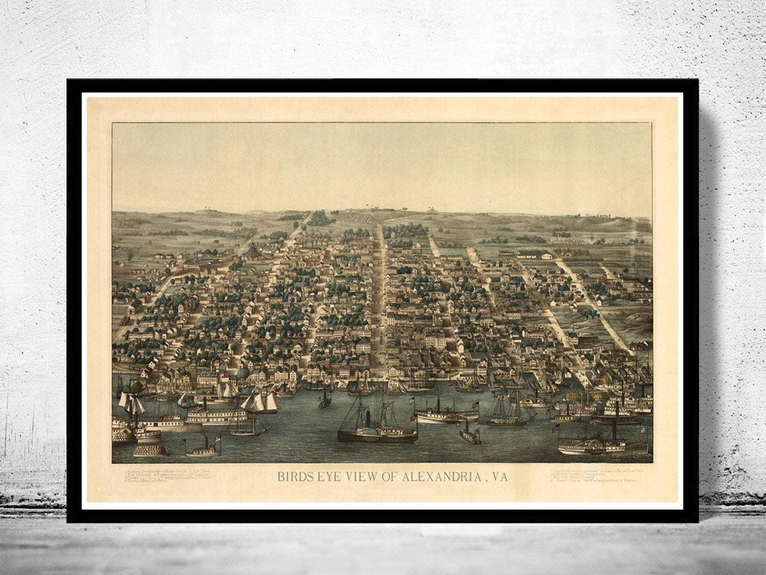 Old Map of Alexandria Virginia Columbia Maryland 1863  | Vintage Map Wall Art Print