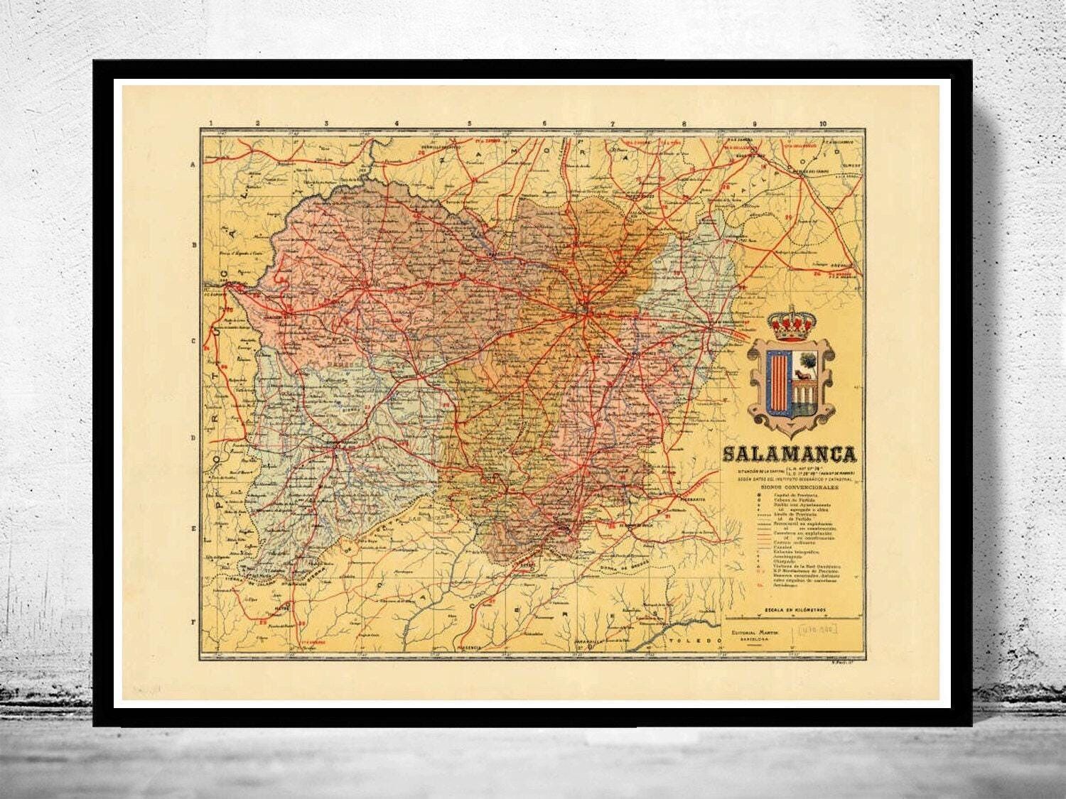 Old Map of Salamanca Region 1900 Spain Vintage Map | Vintage Map Wall Art Print