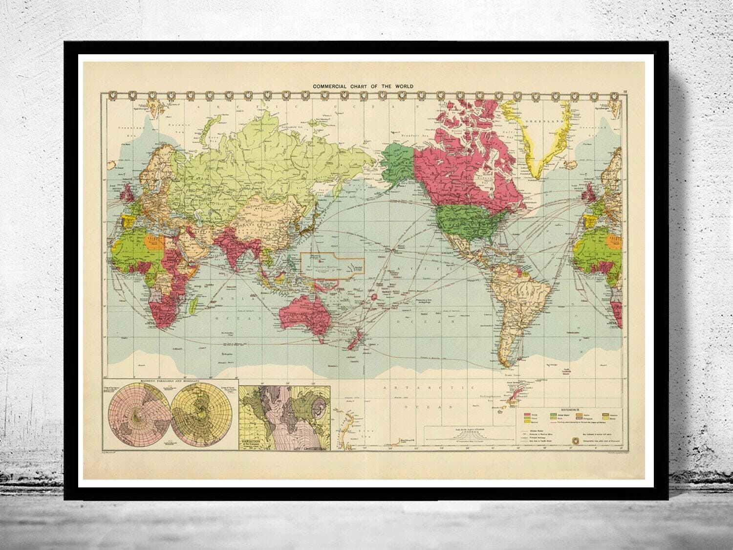 Vecchia mappa del mondo del 1922, mappa vintage | Mappa del mondo in regalo, stampa della mappa del mondo | Mappa del mondo vintage | Mappa del mondo da parete | Stampa di mappa di grandi dimensioni