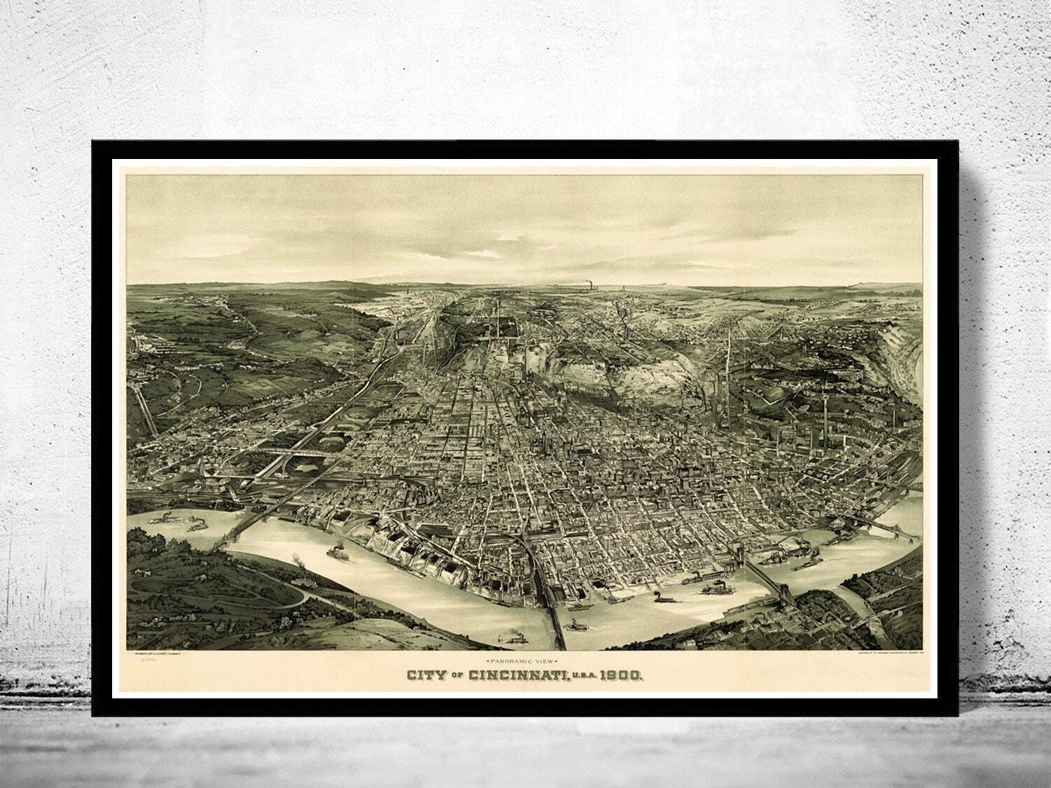 Vista panoramica di Cincinnati 1900