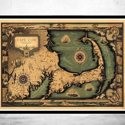 Carte ancienne de Cape Cod, Massachusetts, 1931 | Impression murale vintage