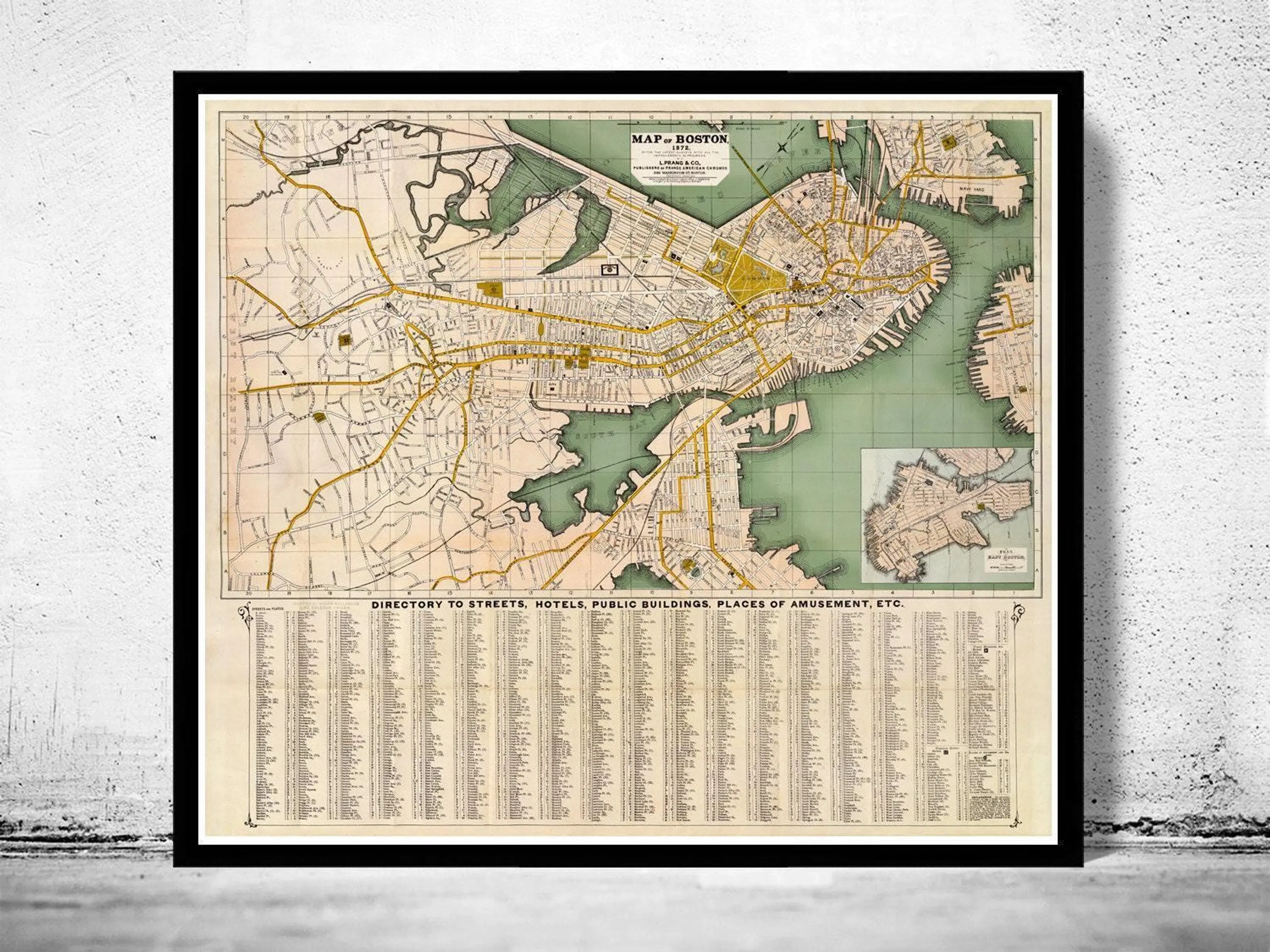Boston O Compra Mapa antiguo de Boston, Massachusetts, 1872 | Impresión ...