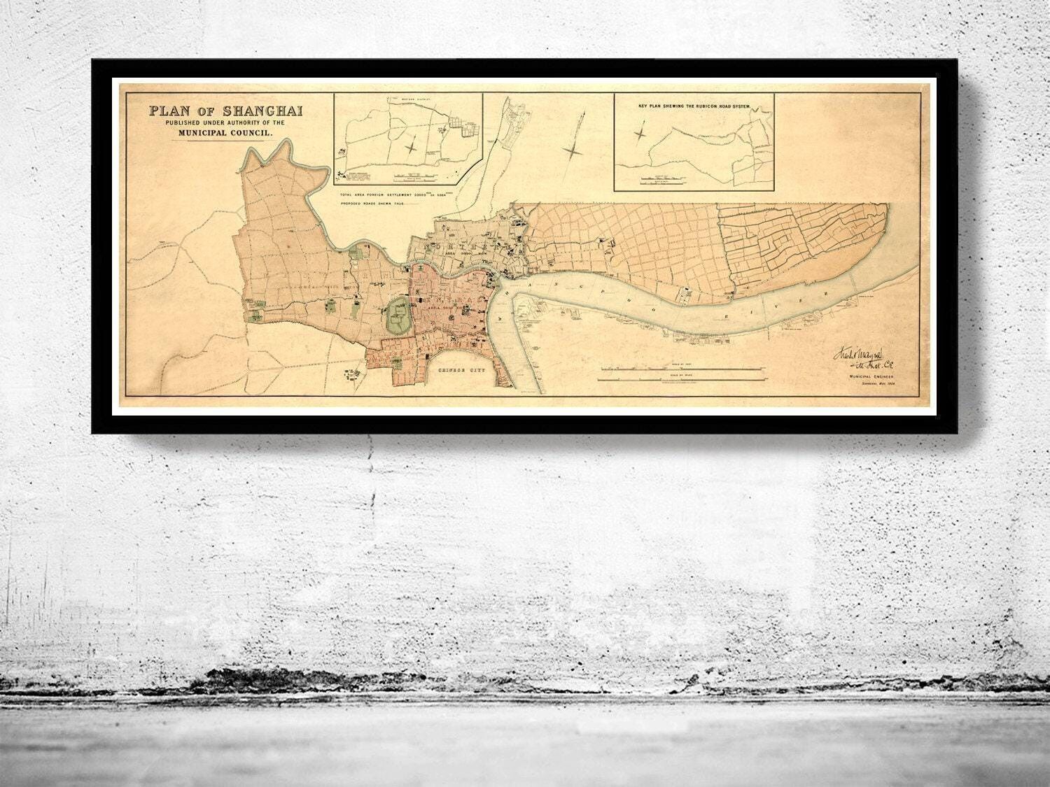 Old Map of Shanghai 1904 China Vintage Map | Vintage Map Wall Art Print