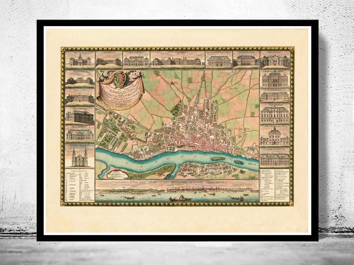 Old Map of Warsaw 1772 Poland Vintage Map | Vintage Map Wall Art Print